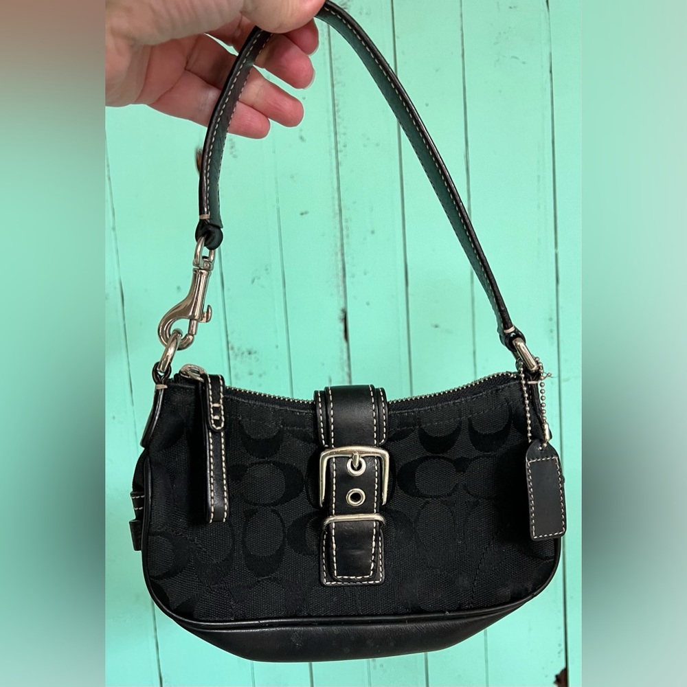 Coach Black Small/Mini Bag w/ Buckle Snap On Closure